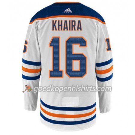 Edmonton Oilers JUJHAR KHAIRA 16 Adidas Wit Authentic Shirt - Mannen